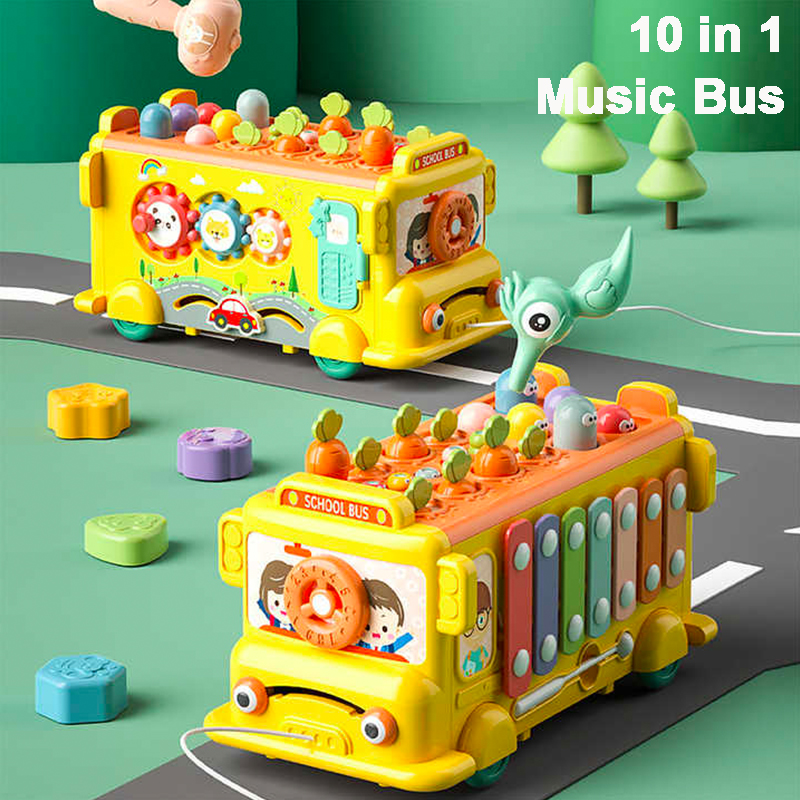 Musical Instrument Games - 10 in 1Multifunction Xylophone Bus Car