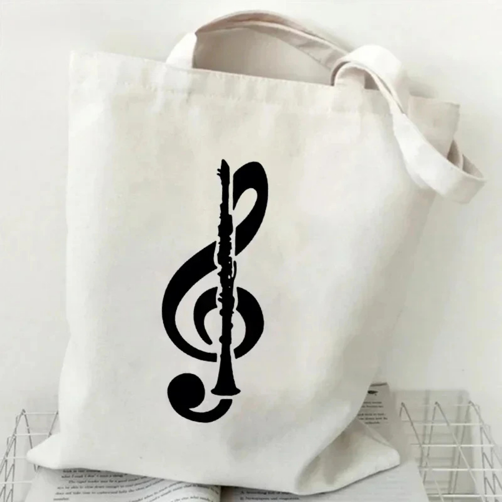 Musical Instrument Theremin - Black Silhouette Clarinet Treble Clef Print