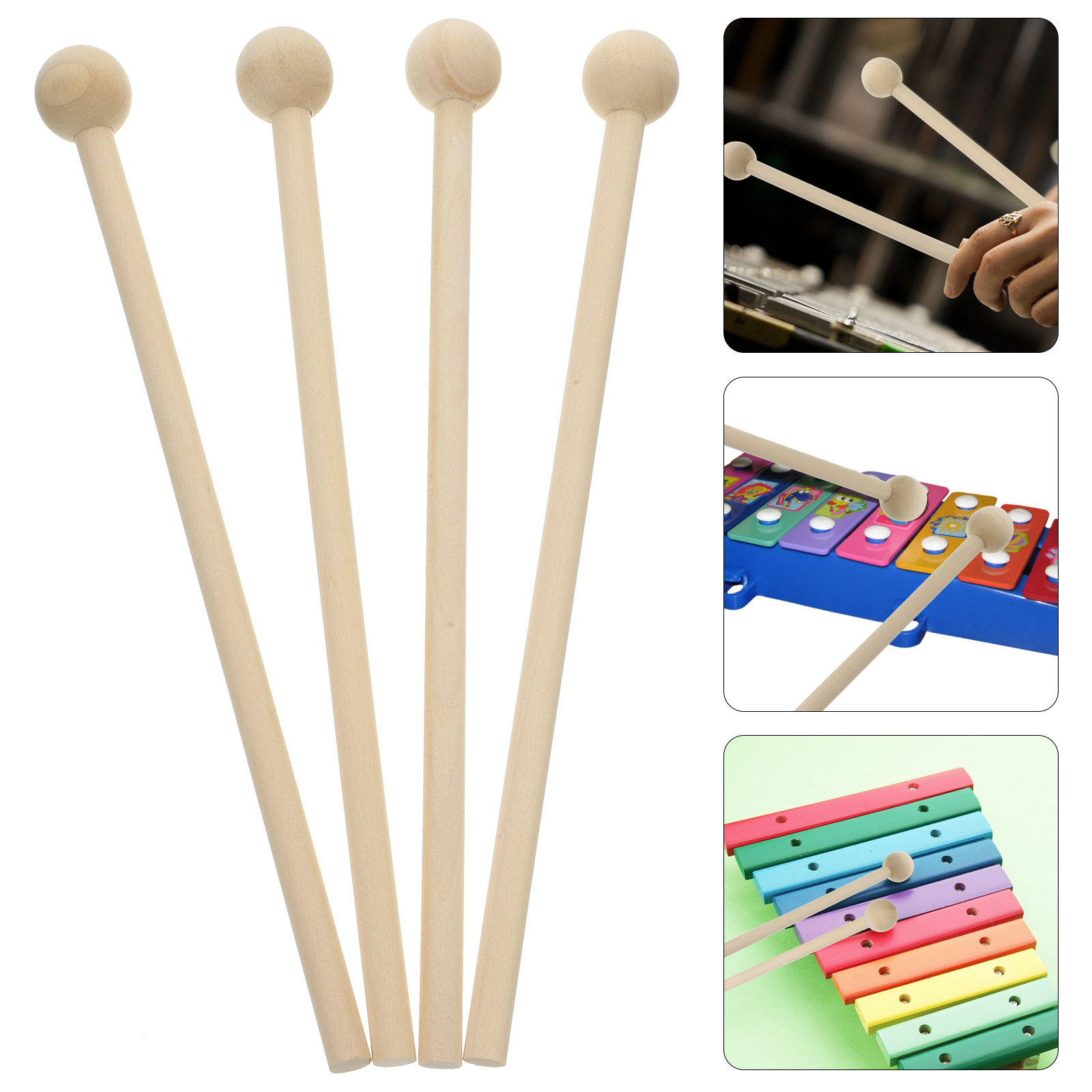 4Pcs Hardwood Music Mallets Ba - Musical Instrument Long のレビューと価格