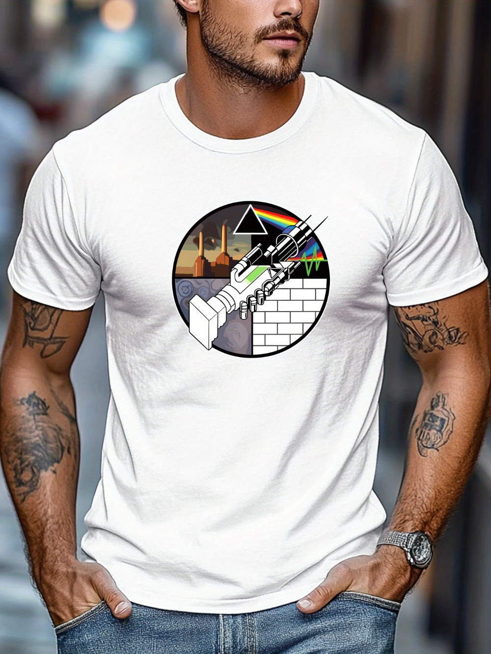 Men's Pattern T-shirt - Deep G - Musical Instrument Shop のレビューと価格