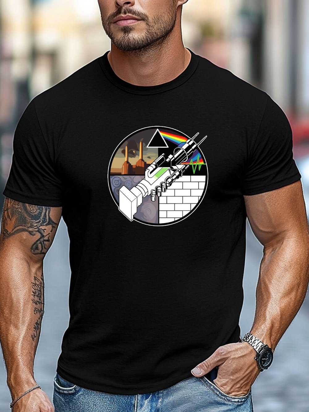 Men's Pattern T-shirt - Deep G - Musical Instrument Shop のレビューと価格