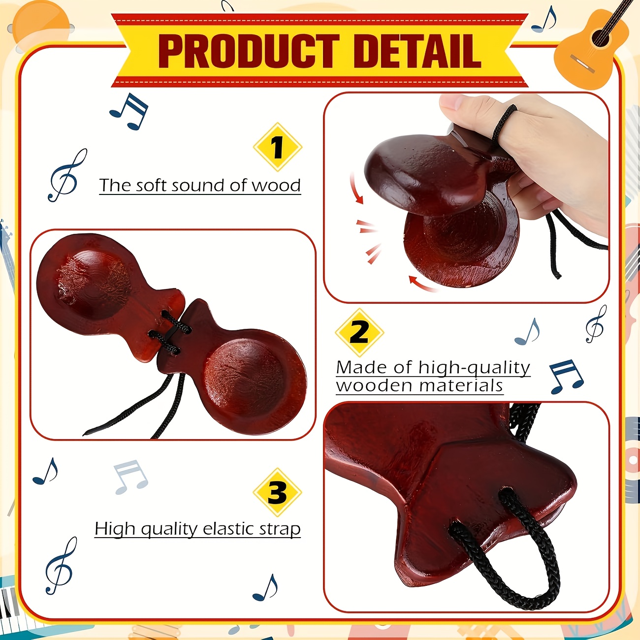 2 Pack Spanish Castanets Flame - Castanet Flamenco のレビューと価格