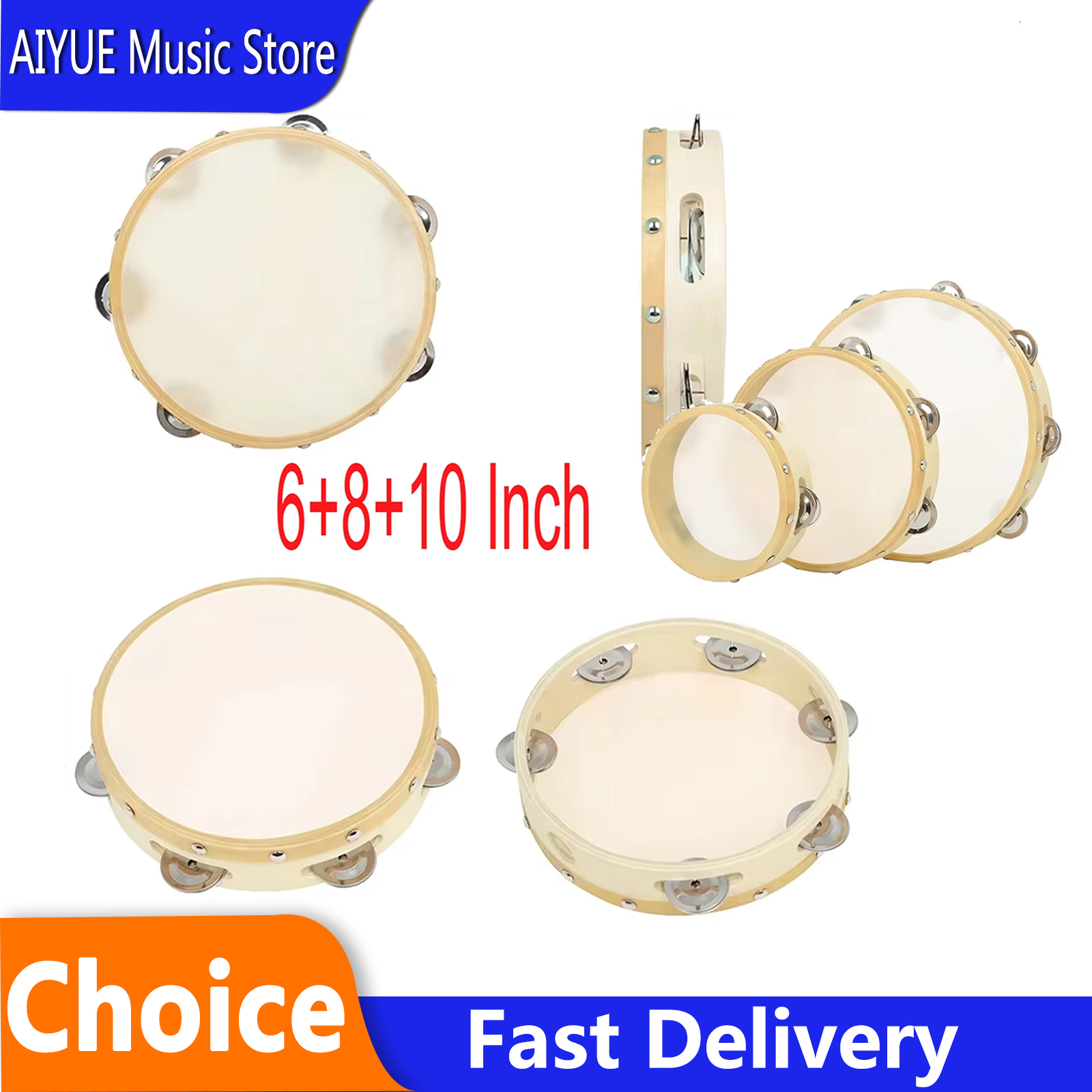 3Pcs/Set 6/8/10 Inches Cowhide - Tambourine Hand Drum のレビューと価格