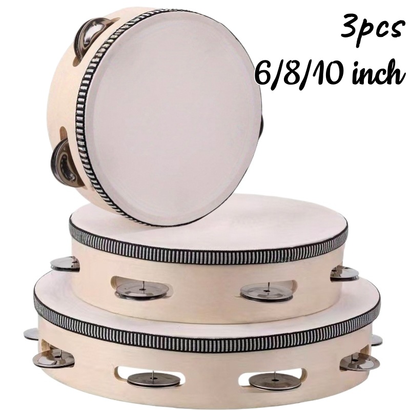 1/3pcs Wooden Tambourine 6/8/1 - Tambourine Hand Drum のレビューと価格