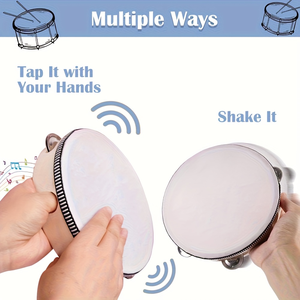 1/3pcs Wooden Tambourine 6/8/1 - Tambourine Hand Drum のレビューと価格