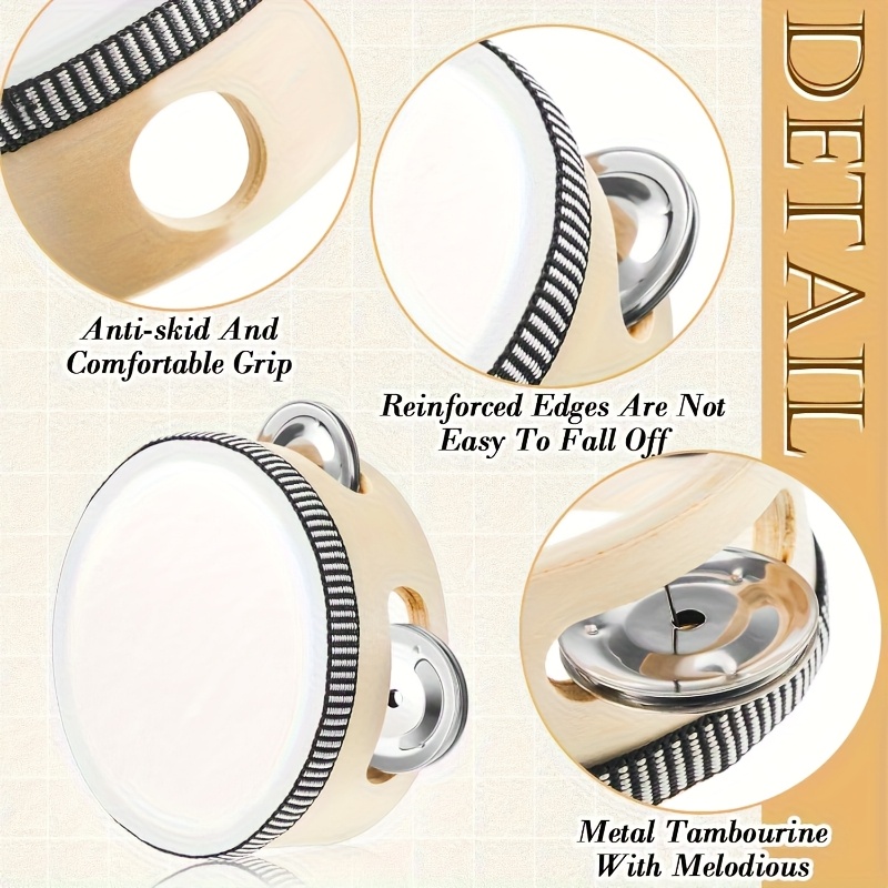 1/3pcs Wooden Tambourine 6/8/1 - Tambourine Hand Drum のレビューと価格